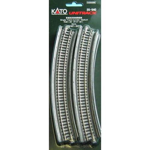 Kato 20-540 N 15" Radius 30° Viaduct Single Curved UniTrack (Pack of 2)