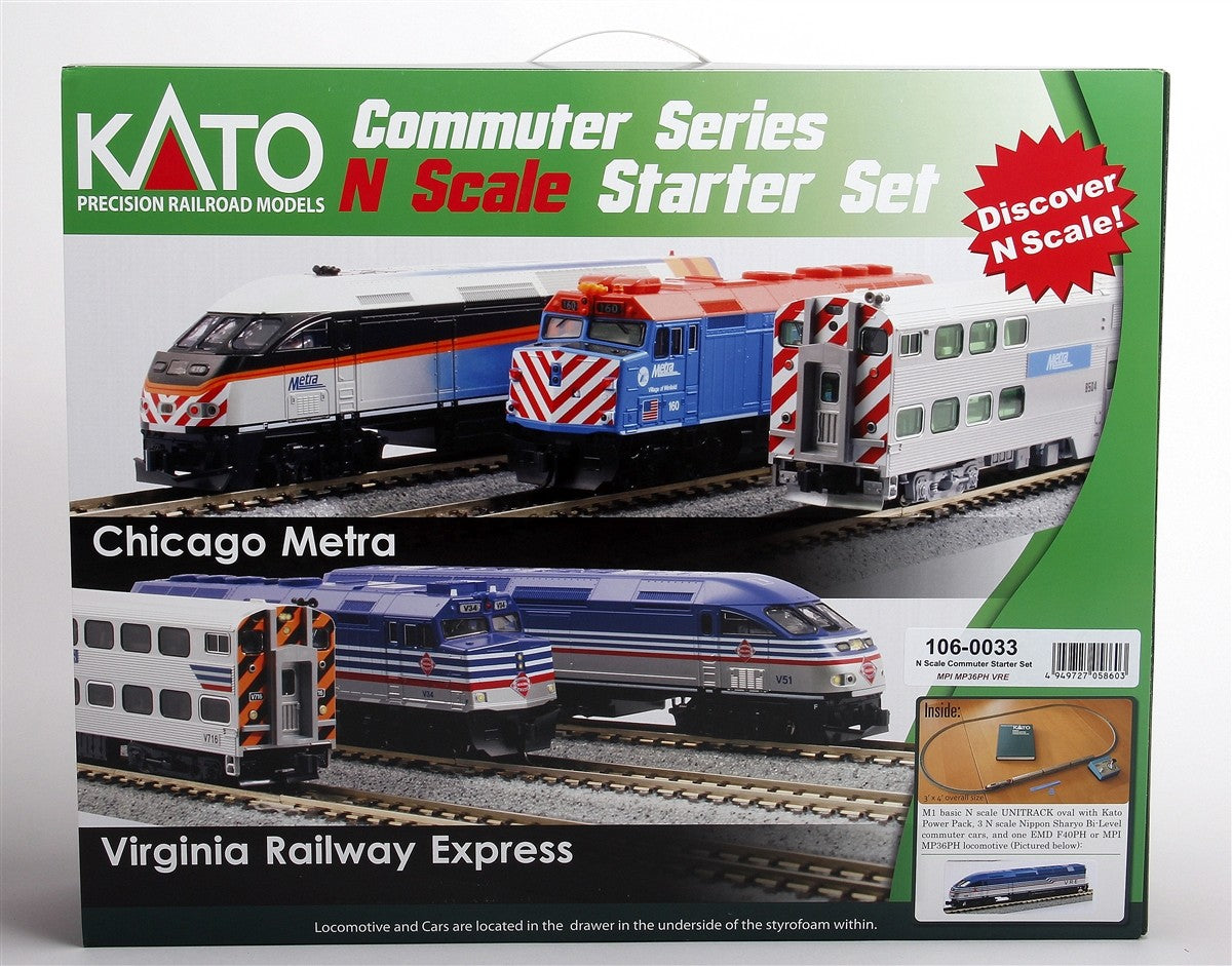 Kato 106-0033 Virginia Railway Express MP36PH N Gauge Diesel Electric Train Set