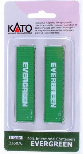 Kato 23-507C N Scale Evergreen 40'' Corrugated Intermodal Container (Set of 2)