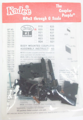 Kadee 820 #1-Scale Straight Centerset Shank Couplers with Body Mount Gearboxes