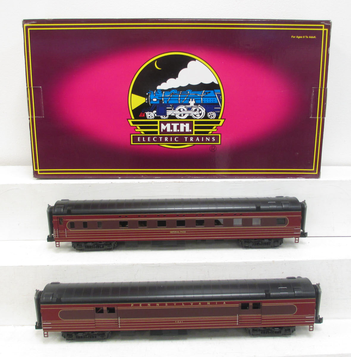 MTH 20-69119 O PRR 70' Streamlined Baggage/Coach Ribbed Passenger Set (Set of 2)