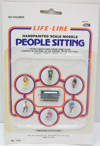Life Like 1124 HO People Sitting W/Bench Figures (Set of 7)