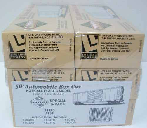 Proto 2000 21178 HO Life Like ATSF 50' Automobile Box Car (Pack of 6)