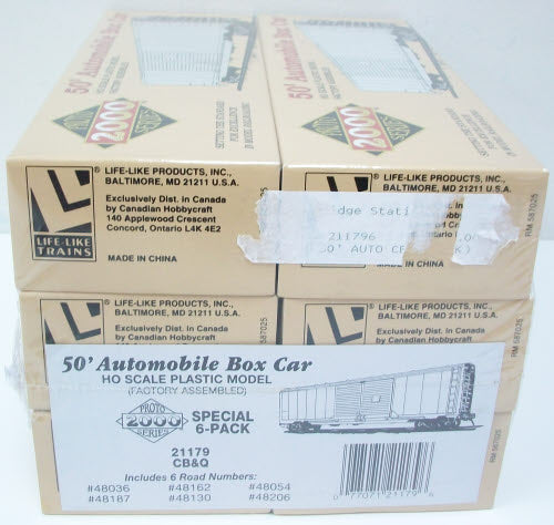 Proto 2000 21179 Life Like CB&Q Auto Boxcar HO 6 Pack