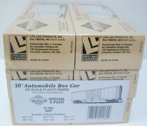 Proto 2000 21180 Life Like NKP Auto Boxcar HO 6 Pack