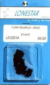Lonestar Models 12014 HO Trailer Mud Flaps Black (Set of 6)