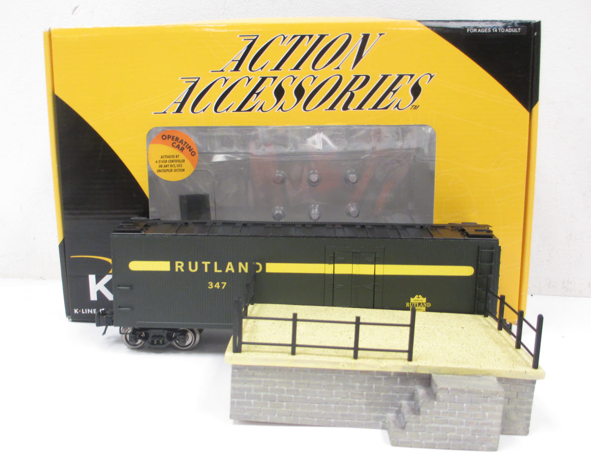 Lionel 6-21623 O Rutland Operating Milk Car w/ Unloading Platform & 6 Milk Cans