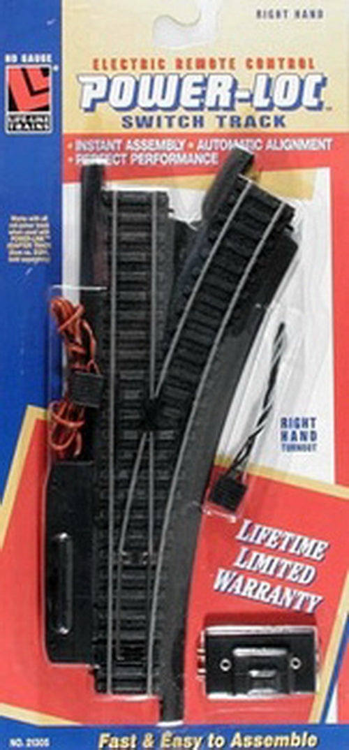 Life Like 21305 HO Power-Loc Right Hand 2-Way Swich Track Turnout