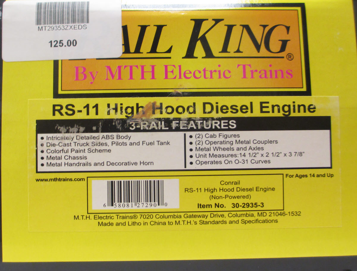 MTH 30-2935-3 Conrail RS-11 High-Hood Non-Powered Diesel Engine #7652