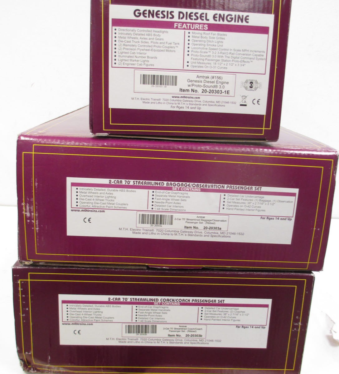 MTH 20-20303-1 Amtrak Premier Genesis O Gauge Diesel Train Set w/PS 3.0