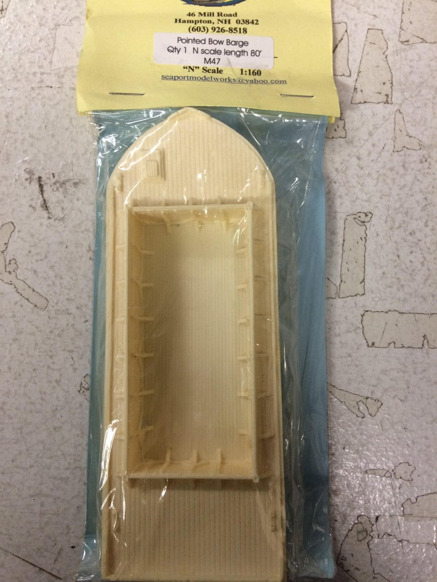Sea Port Model Works M47 1:160 Barge Pointed Bow