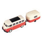 Model Power 19680 1:87 Red/White Volkwagen Bus w/Camper Trailer