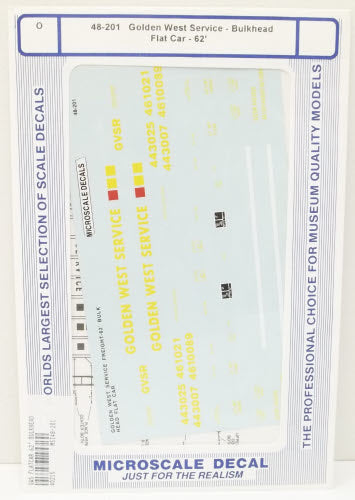 Microscale 48-201 O GWS 62' Bulkhead Flat Car Waterslide Decals Sheet