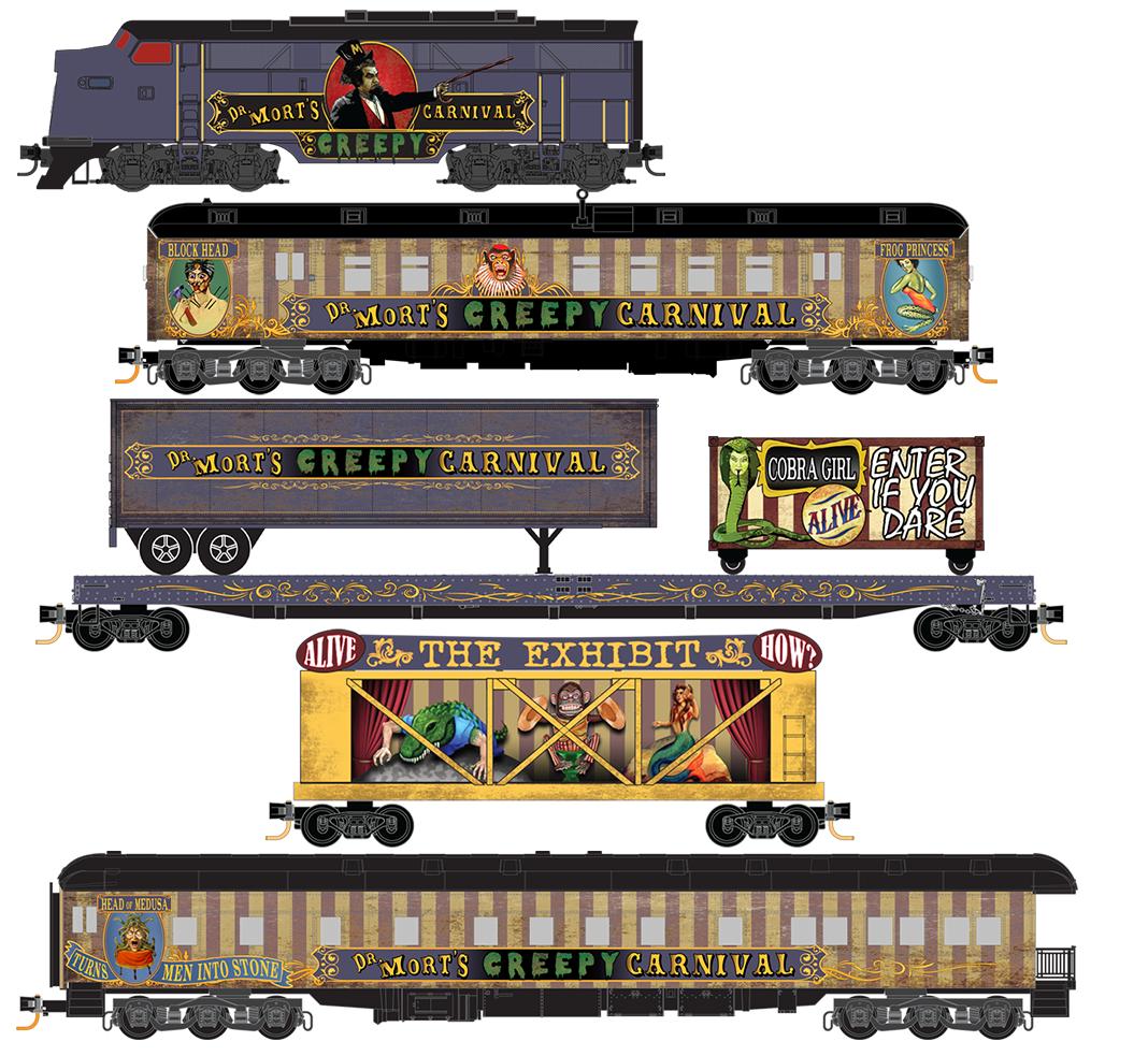 Micro-Trains 99321270 Dr. Mort's Creepy Carnival N Gauge Diesel Train Set