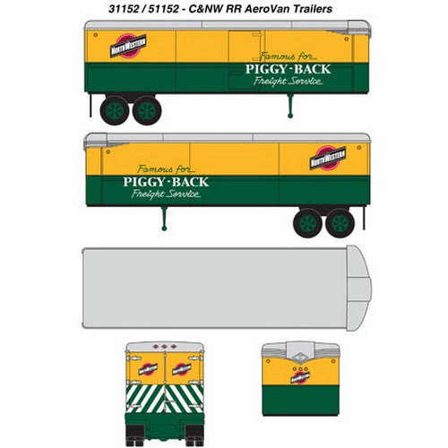Classic Metal Works 31152 HO Mini Metals C&NW AeroVan Trailer (Pack of 2)