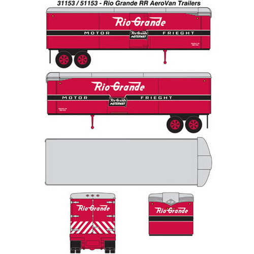 Classic Metal Works 31153 HO Mini Metals D&RGW AeroVan Trailer (Pack of 2)