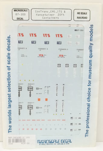 Microscale 87-300 HO ConTrans EMS ITS & Hastainer 20'''' Container Decal Sheet