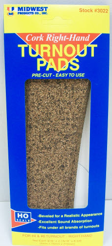 Midwest Products 3022 HO Cork Right-Hand Turnout Pads Pre-Cut (Pack of 2)