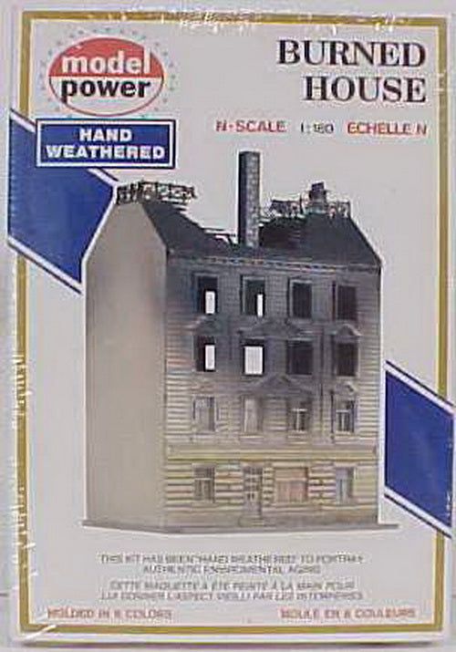 Model Power 1541 N Scale Burned House Building Kit Trainz