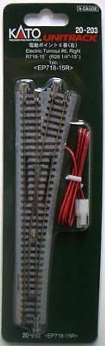Kato 20-203 N 28-1/4" 15 Degrees Radius #6 Right Hand Electric Switch Turnout