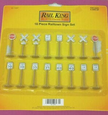 MTH 30-1087 O Scale RailKing Railtown Sign (Set of 16)