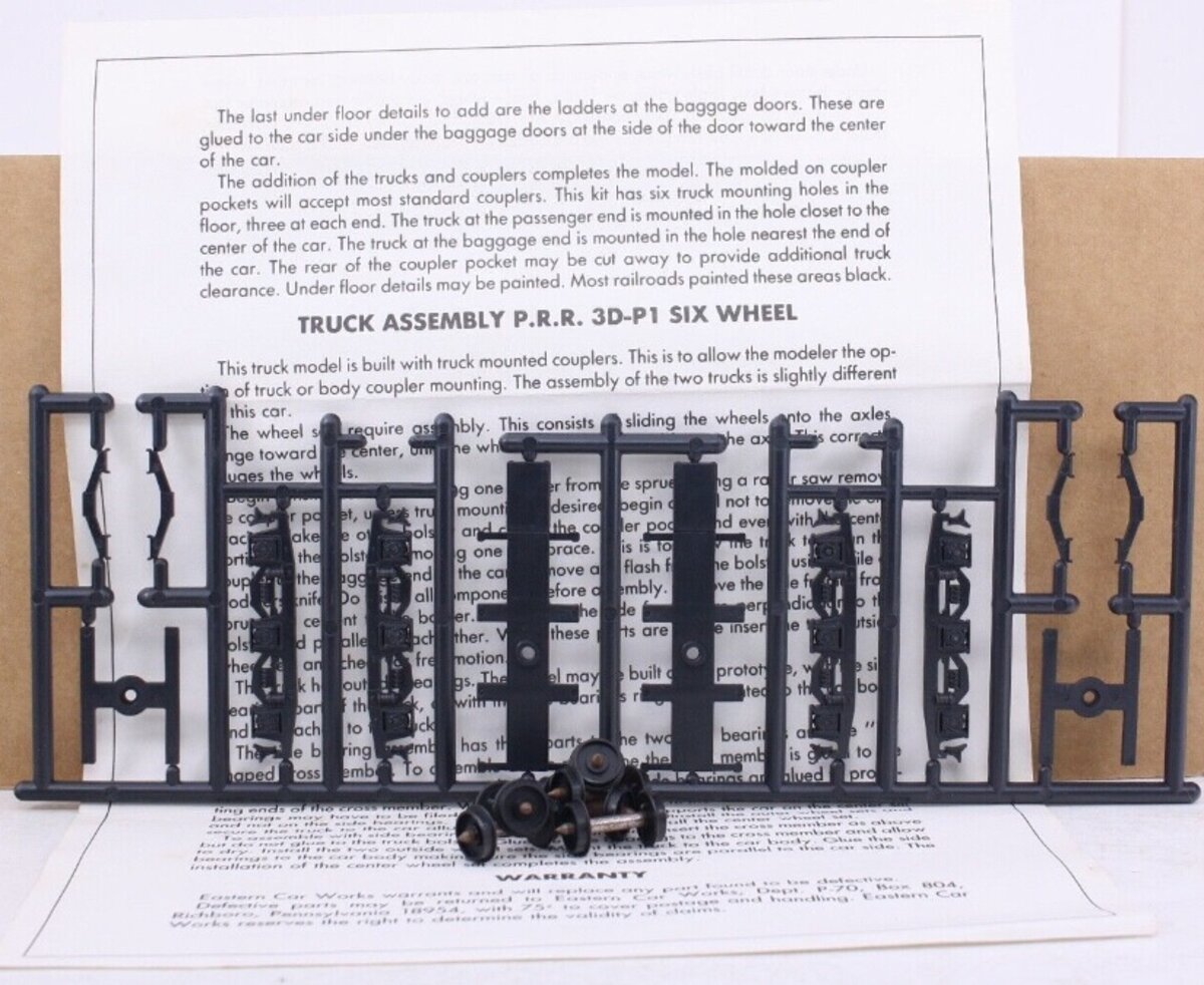 Eastern Car Works 9021 HO Pennsylvania 3D-P1 6-Wheel Passenger Truck Kit