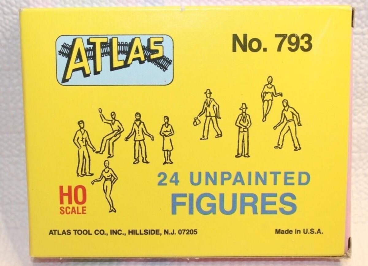 Atlas 0793 HO Assorted Unpainted Figures (Set of 24)