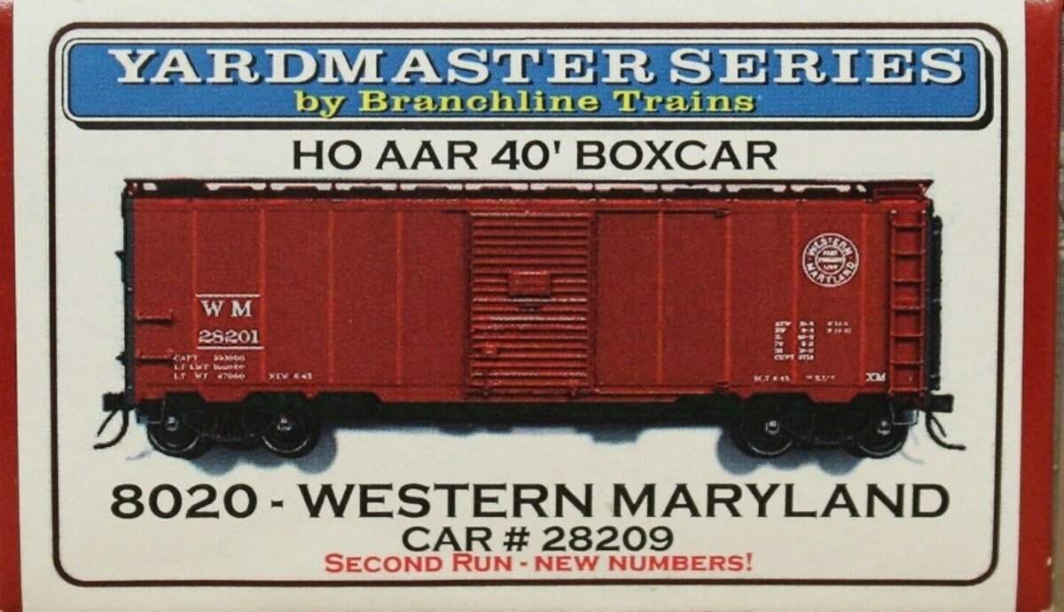 Branchline Trains 8020 HO Western Maryland 40' AAR Boxcar Yardmaster Series Kit