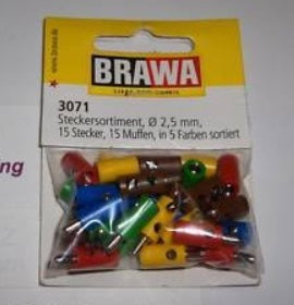 Brawa 3071 HO 30-Piece Plug & Socket Set 15 Plugs, 15 Sockets in 5 Colors