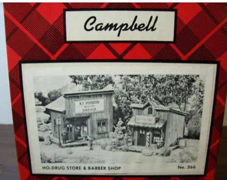 Campbell Scale Models 366-895 HO W T Stephenson Drug Company & Barber Shop Kit