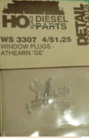 Detail Associates 3307 HO Window Plugs For Athearn GE Units (Pack of 4)