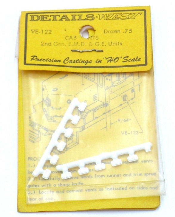 Details West 122 HO Scale Rectangular Cab Vent for 2nd Gen EMD & GE