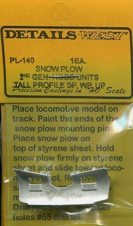 Details West 140 HO Scale Snowplow for 2nd Gen Hood Units