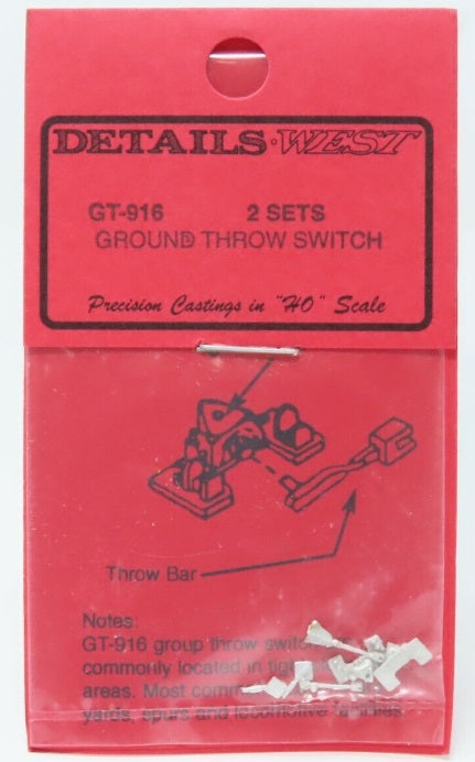 Details West 916 HO Scale Ground Throw Switch Detail (Set of 2) Non Operating