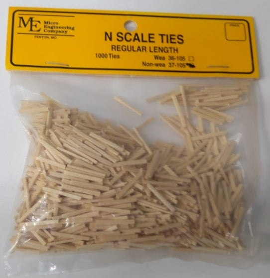 Micro Engineering 37-105 N Regular Length Weathered Ties (Pack of 1,000)