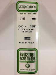 Evergreen Scale Models 148 .040" x .188" x 14" Polystyrene Strips (Pack of 10)