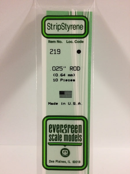 Evergreen Scale Models 220 .035" x 14" Polystyrene Round Rod (Pack of 10)