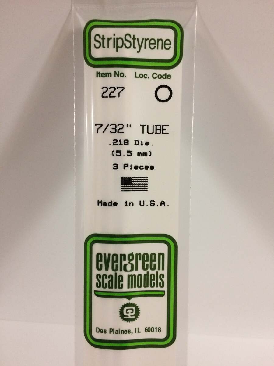 Evergreen Scale Models 227 .219" x 14" Polystyrene Round Tubing (Pack of 3)