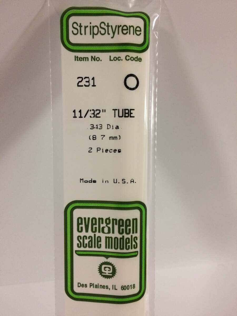 Evergreen Scale Models 231 .344" x 14" Polystyrene Round Tubing (Pack of 2)