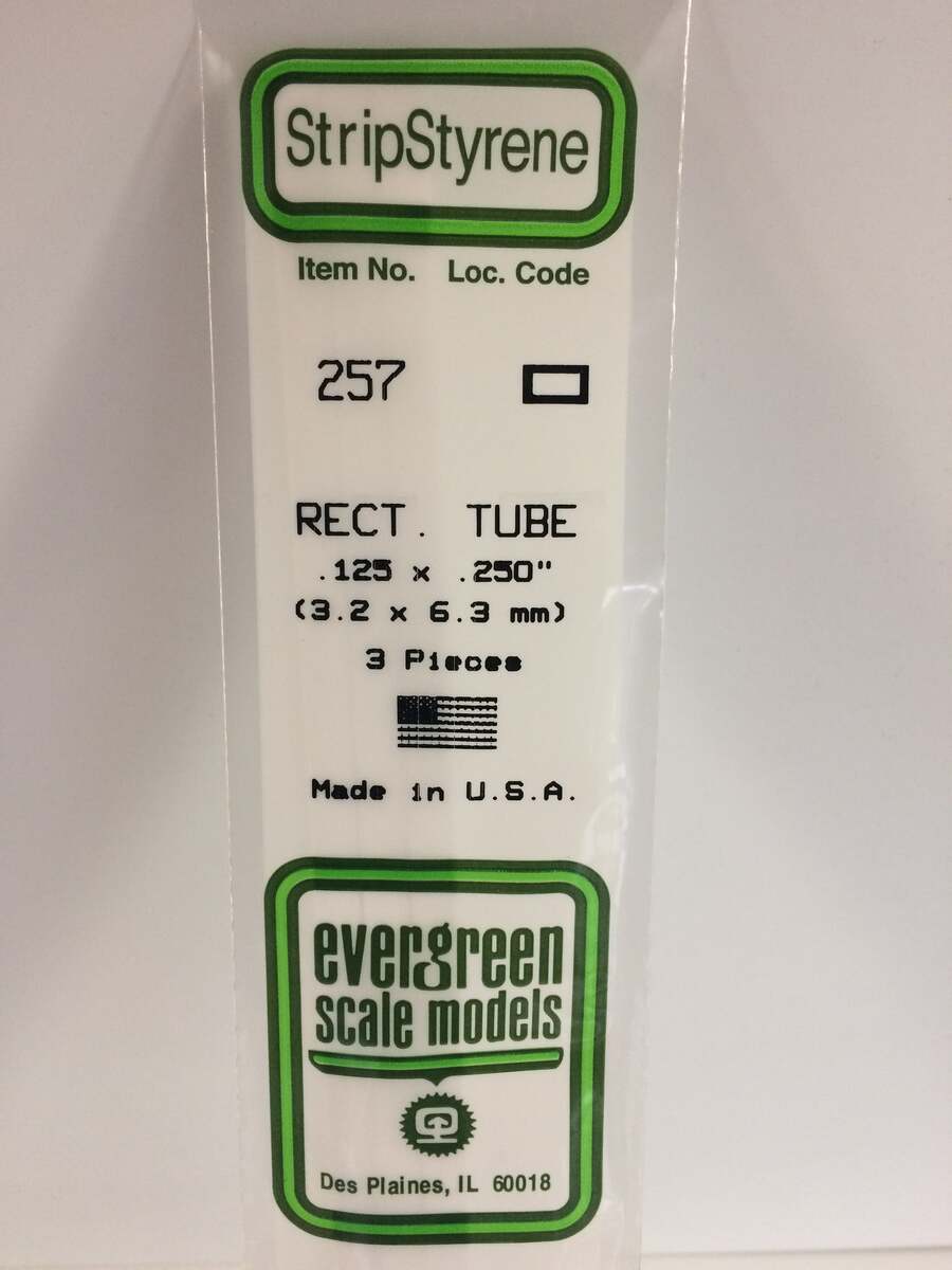 Evergreen Scale Models 257 .125" x .250" x 14" Rectangular Tubing (Pack of 3)