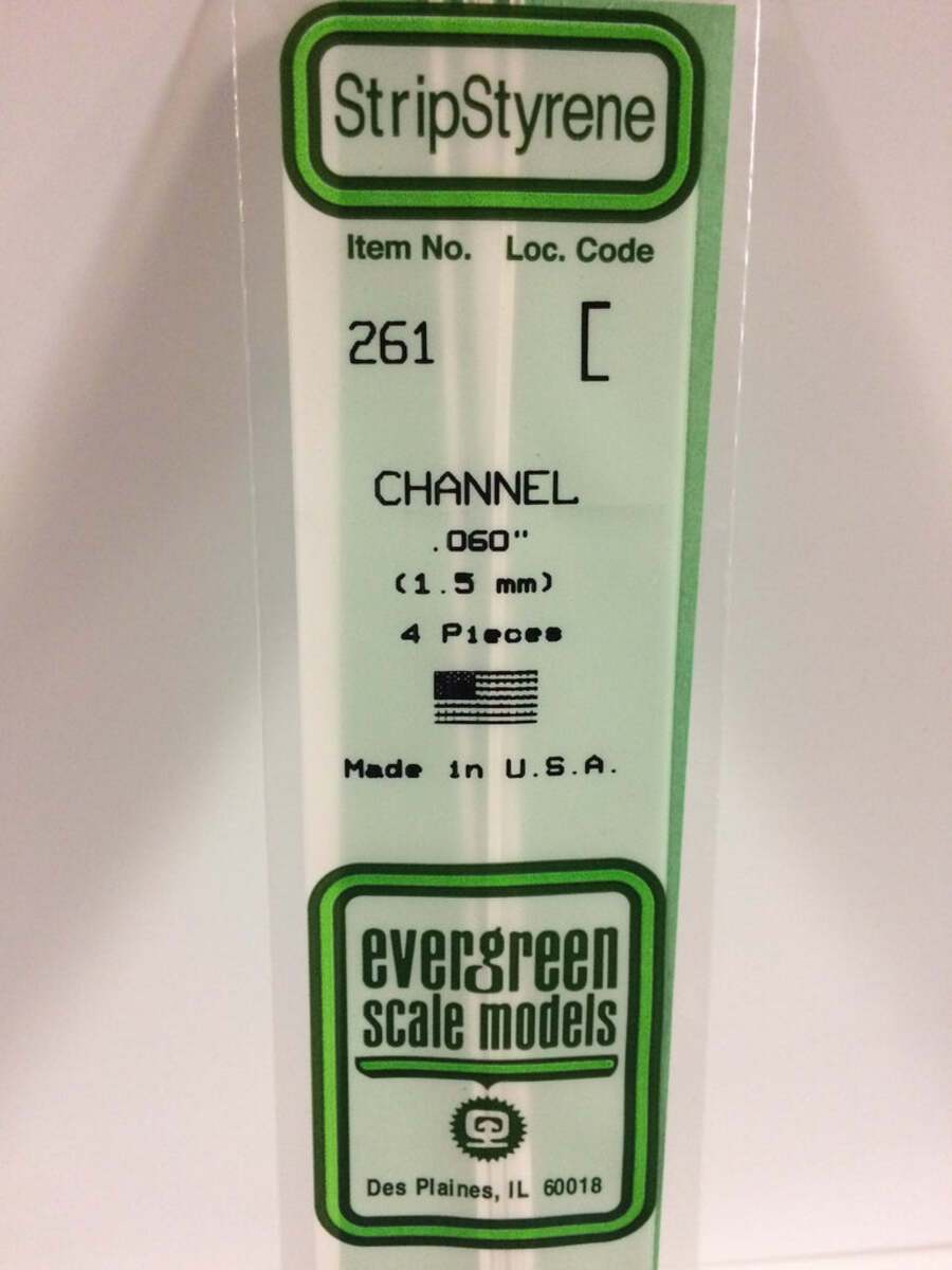 Evergreen Scale Models 261 .060" x 14" Polystyrene Channels (Pack of 4)