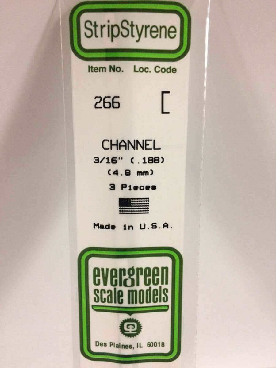 Evergreen Scale Models 266 .188" x 14" Polystyrene Channels (Pack of 3)
