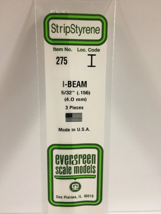Evergreen Scale Models 275 .156" x 14" Polystyrene I-Beams (Pack of 3)