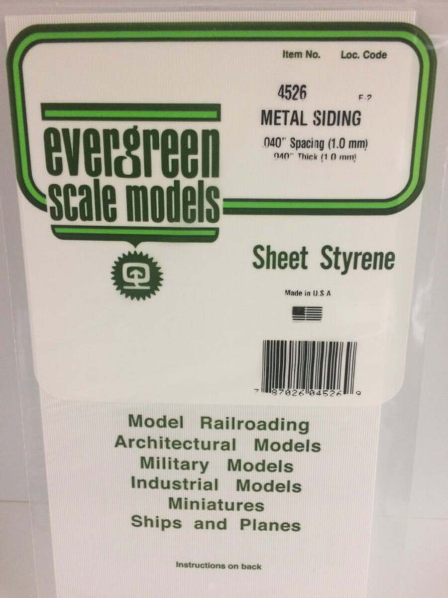 Evergreen Scale Models 4526 .040" x 0.40" Polystyrene Corrugated Siding