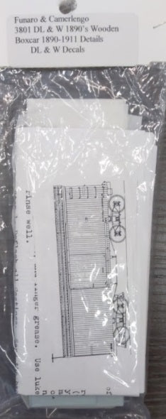 Funaro & Camerlengo 3801 HO DL&W 1890'S Wooden Boxcar DL&W Decals