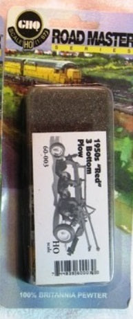 GHQ 60-003 HO 1950s Farm Machinery Unpainted Little Gem "Red" 3-Bottom Plow Kit