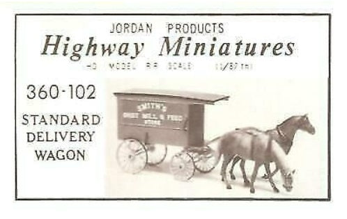 Jordan Products 102 HO Scale Standard Wagon Delivery Kit