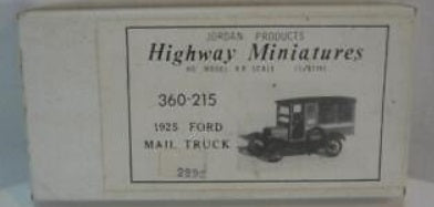 Jordan Products 360-215 HO 1925 Ford Model T United States Mail Truck Kit