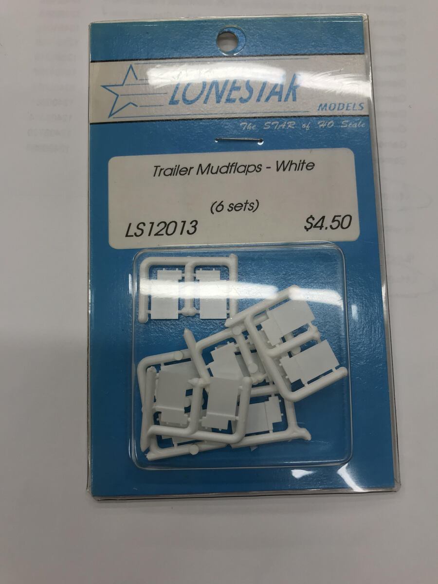 Lonestar Models 12013 HO Scale White Trailer Mud Flaps (Set of 6)