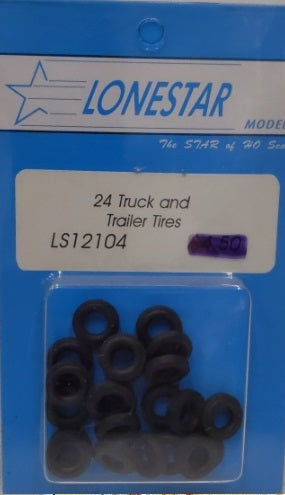 Lonestar Models 12104 HO Scale Truck & Trailer Tires (Pack of 24)